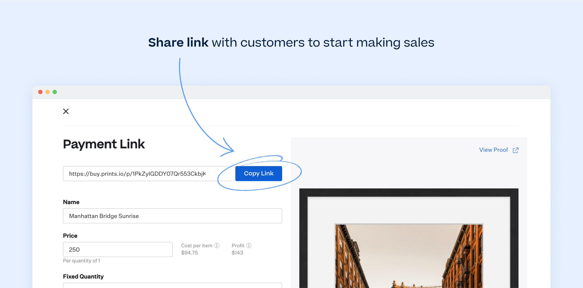 Share Payment Link with customers to start making sales